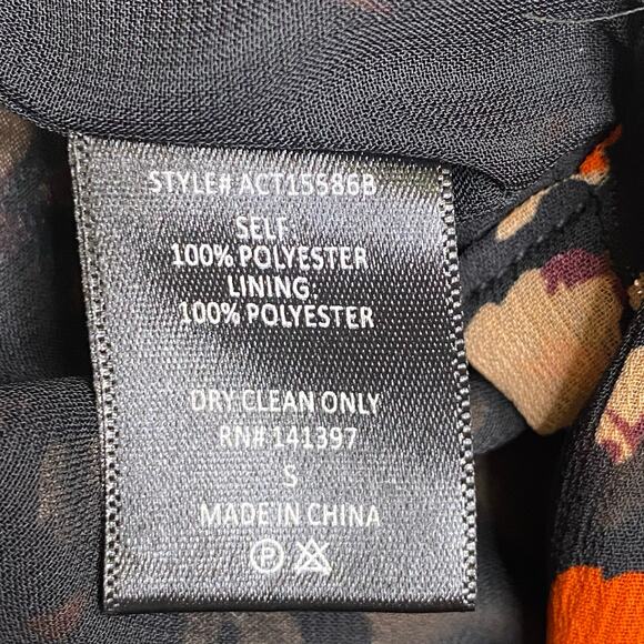 Revolve ASTR Leopard Print Top Womens Sz S Pleated Sleeves Orange Sheer Animal - Picture 8 of 10